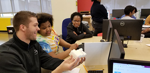 students working at computers